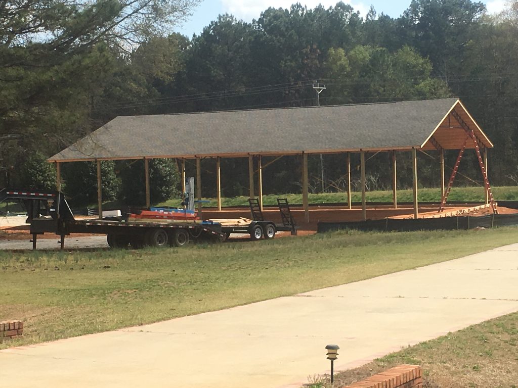 Construction of a wood pavilion